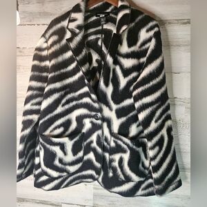 Fifteen Twenty Zebra Print Wool Blend Blazor Jacket Womens Large NWOT